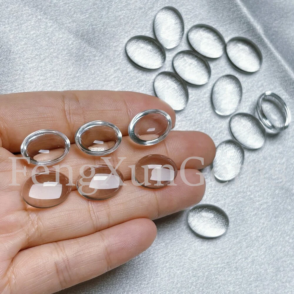 

White color 8x10~20x30mm Oval Shape Flat Bottom Cabochon Glass Beads Stone Loose glass GemStone For Jewelry