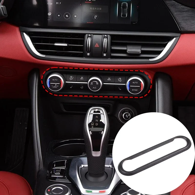 For Alfa Romeo Giulia/Stelvio 2022 real carbon fiber central air conditioning knob frame decorative sticker interior accessories