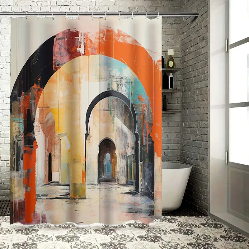 

Декоративная занавеска для душа, современный художественный принт, дизайн для декора ванной комнаты, водонепроницаемая ткань с люверсами, набор держателей для колец, белая ванна