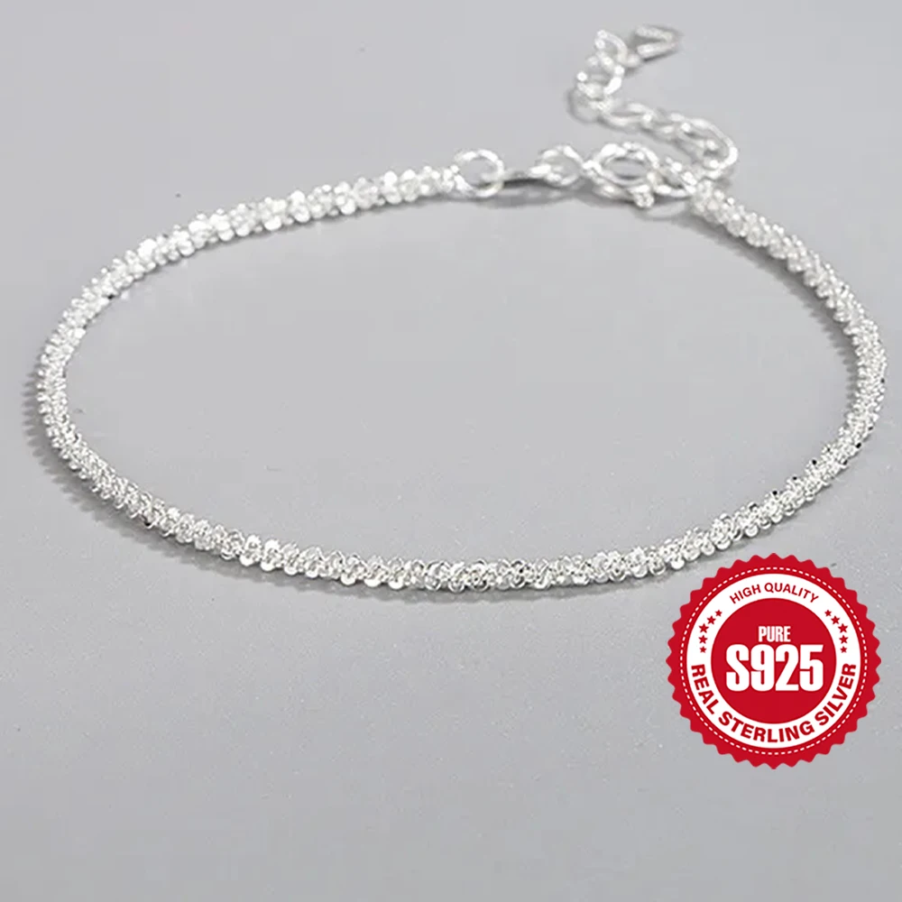 Aide 925 Sterling Silver Sparkling Lock Chain Bransoletka dla kobiet Luksusowa minimalistyczna biżuteria Regulowany prezent ślubny 17+3cm