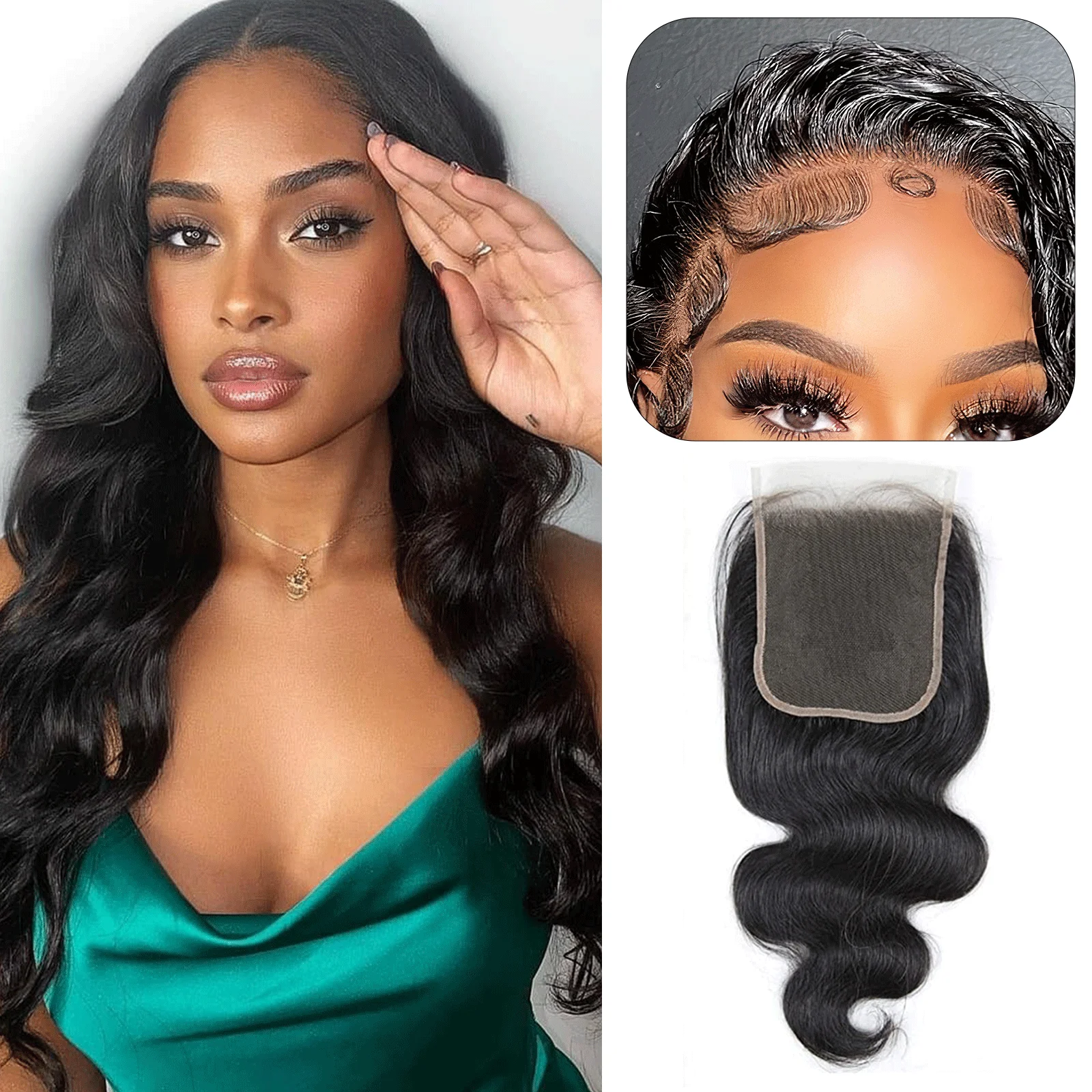 5x5 Body Wave Human Hair Lace Frontal Closure HD Swiss Lace 100% Human Virgin Hair Natural Hairline 4X4 Lace Closure