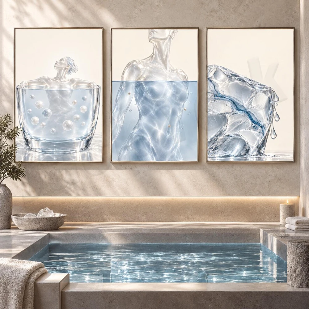 Cryotherapy wall art, cold plunge, heat therapy, ice bath, sports recovery prints, wellness clinic decorative posters