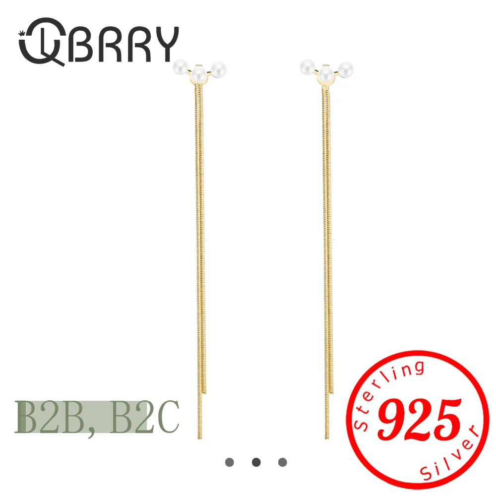 

2025 New Gold Color Long Pearl Tassel Dangle Earrings for Women Wedding Drop Earring Fashion Jewelry Gifts