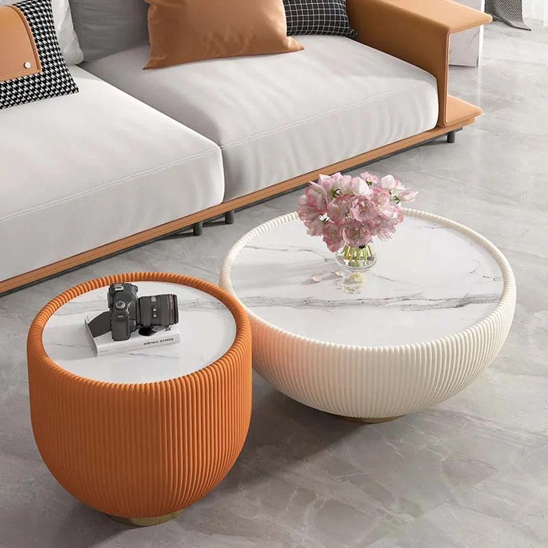 

Simple Nordic Coffee Tables Design Metal Aesthetic Floor White Side Table Round Modern Balcony Mesa De Centro Bedroom Furniture