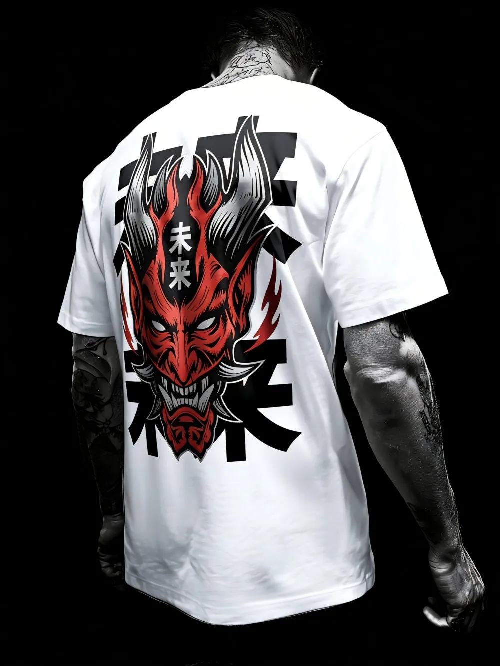 Neue Sommer-Ghost-Maske für Herren, futuristischer Buchstabendruck, bequemes und atmungsaktives T-Shirt mit Rundhalsausschnitt für den Outdoor-Streetwear-Bereich – Detail 7