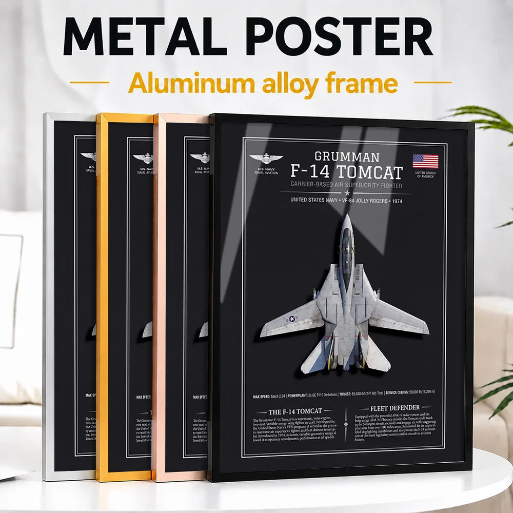 Grumman F-14 Tomcat Technical Framed Metal Print Customized Flight Tribute Wall Art Designed For Office And Engineering Fans