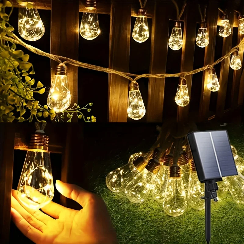 

Outdoor solar Lights 7m 16 Bulb Garden Decoration Fairy Light for Yard Fence Terrace Eaves Wedding Christmas Solar String Light