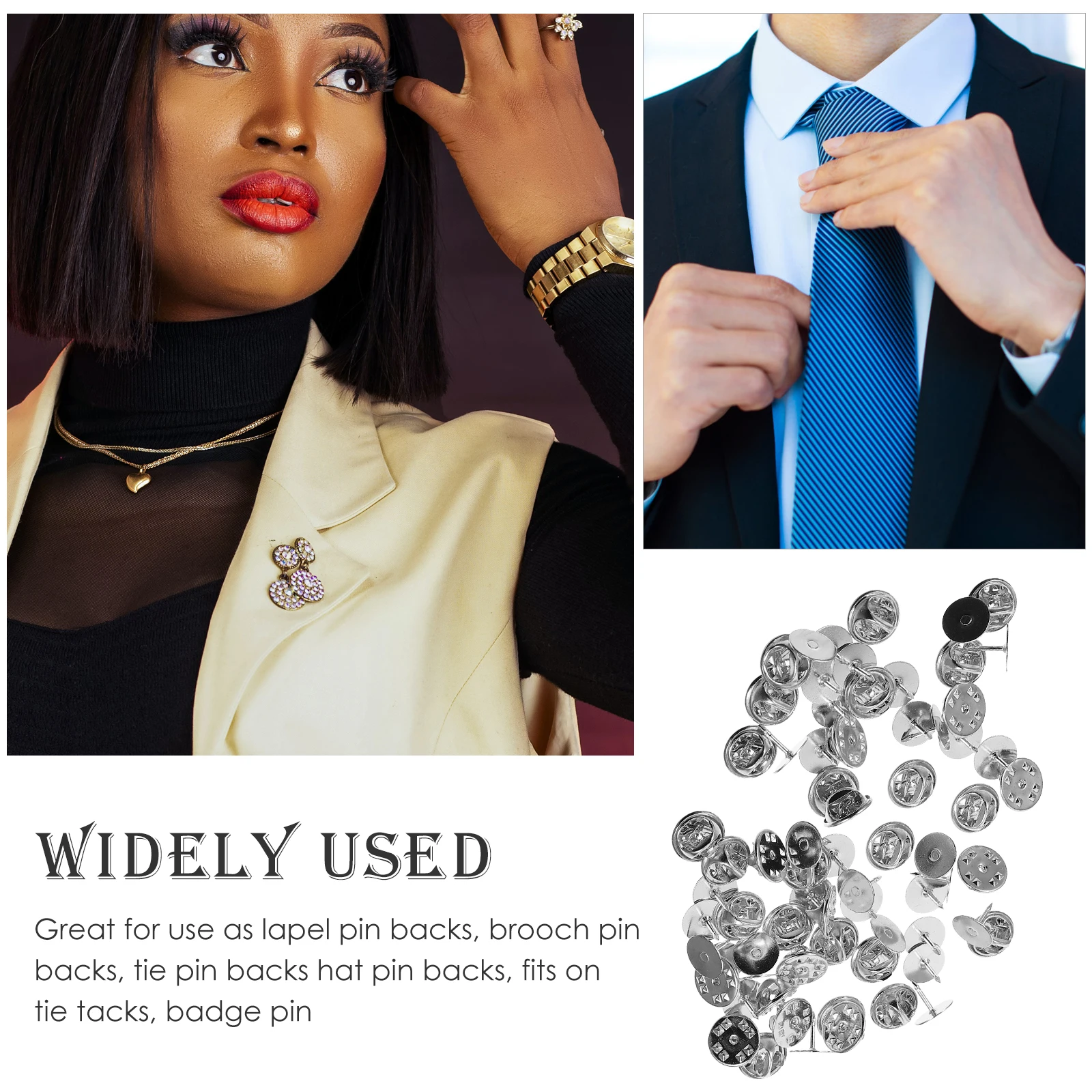 50 مجموعة من الخلف لدبابيس طية صدر السترة بروش، استبدال قابض القفل، مستلزمات صناعة المجوهرات اليدوية، ظهور المينا، حامل شارة،