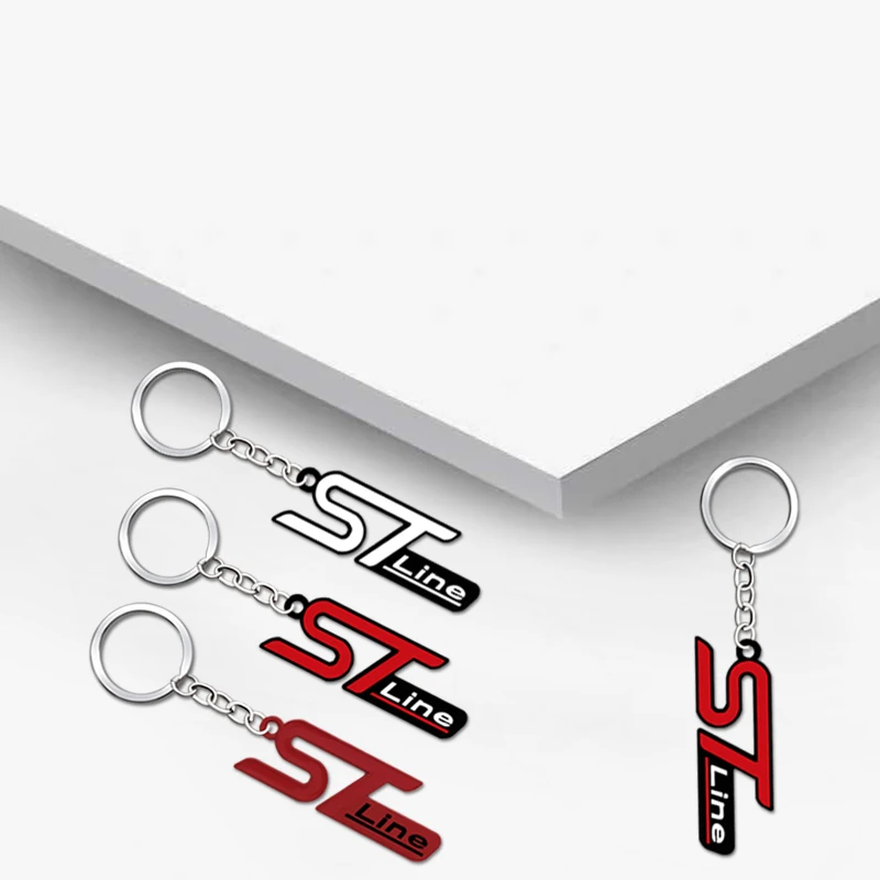 3D Car Keychain ST Logo Key Chain Key Ring for Ford ST LINE FIESTA FOCUS MONDEO Shelby Edge Ecosport Kuga Mustang Car Styling