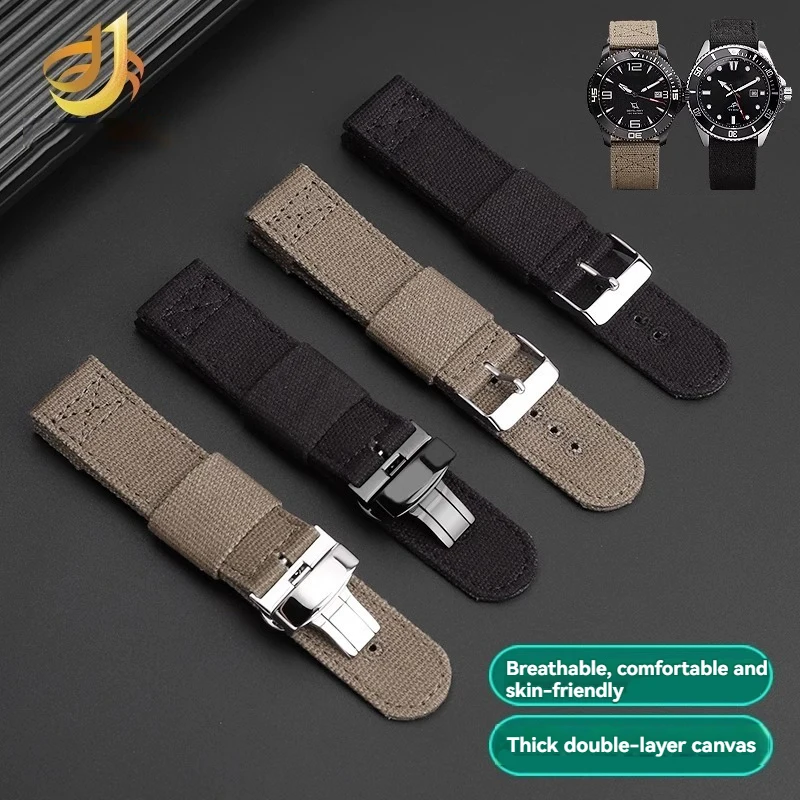 18mm 20mm 22mm Thickened Canvas Watch Strap for Citizen Casio Seiko No.5 Outdoor Sports Nylon Strap Waterproof Sports Wristband