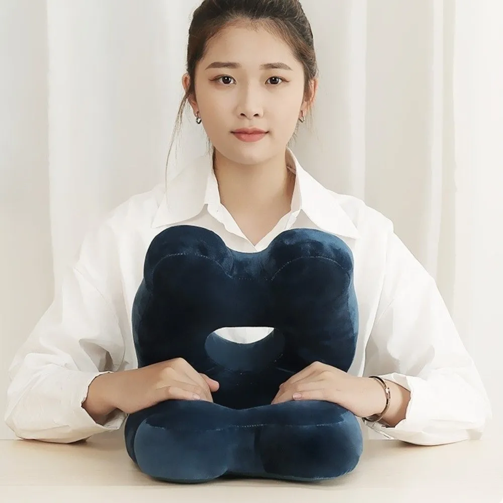 Portable Double-Sided Nap Pillow Hollow Design Breathable Sleeping Pillow Cute Supportive Office Rest Pillow Four Seasons