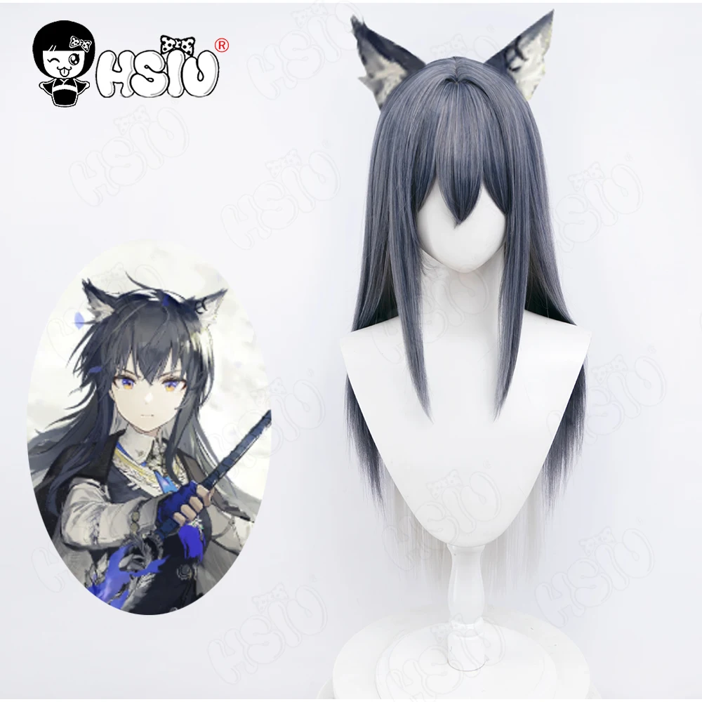 Texas The Omertosa Cosplay Wig Fiber Synthetic Wig Game Arknights Cosplay「HSIU 」Gray Blue Gradient Silver Gray Long Wig+Wig Cap