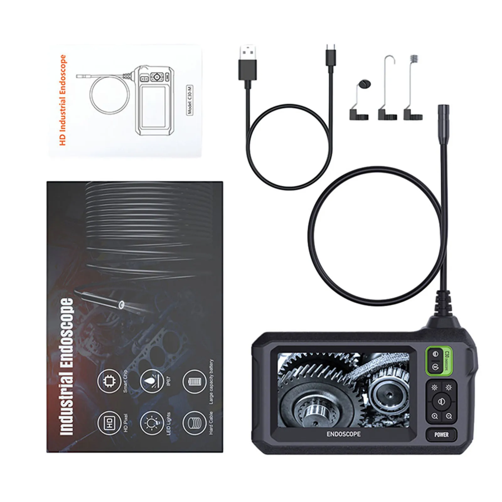 4.3Inch IPS Screen 2MP 1080P 8MM Handheld  Industrial Endoscope Camera CMOS Borescope  Digital Microscope Inspection Otoscope