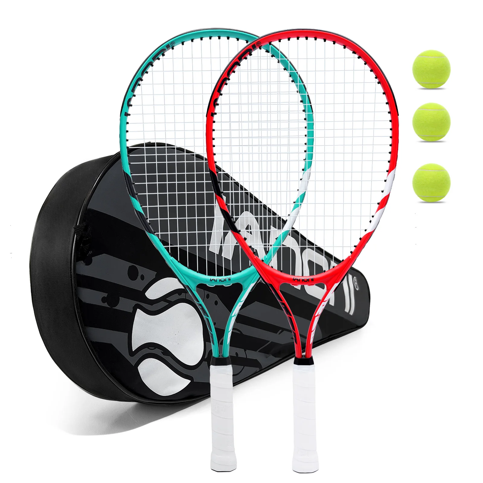 Tennis Racket for Kids 23'' Kid's Tennis Racquet Set of 2-2 Chird Tennis Rackets with 3 Balls,2 Grips,2 Vibration Dampers