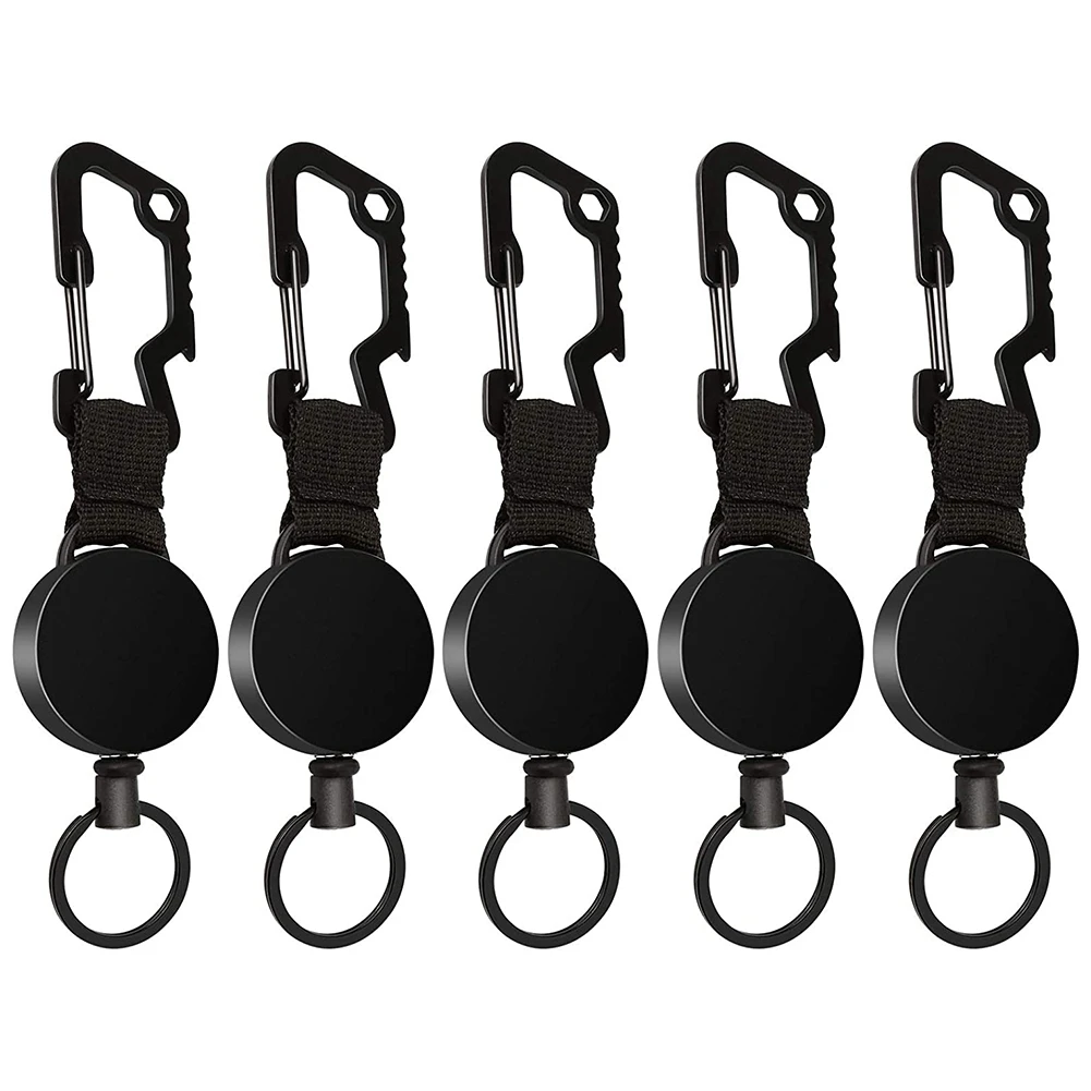 

5 Pack Heavy-Duty Retractable Key Fob,Retractable Card Holder, Extendable Key Chain Extendable Key Lanyard