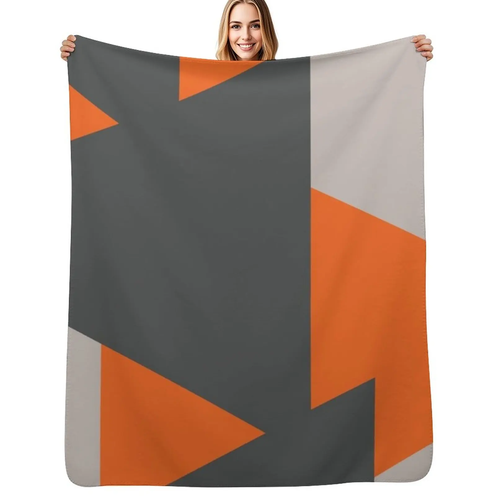 Orange and Grey Triangles Throw Blanket Hairys Sofa Stuffeds Flannels Bed covers Sofa Quilt Blankets