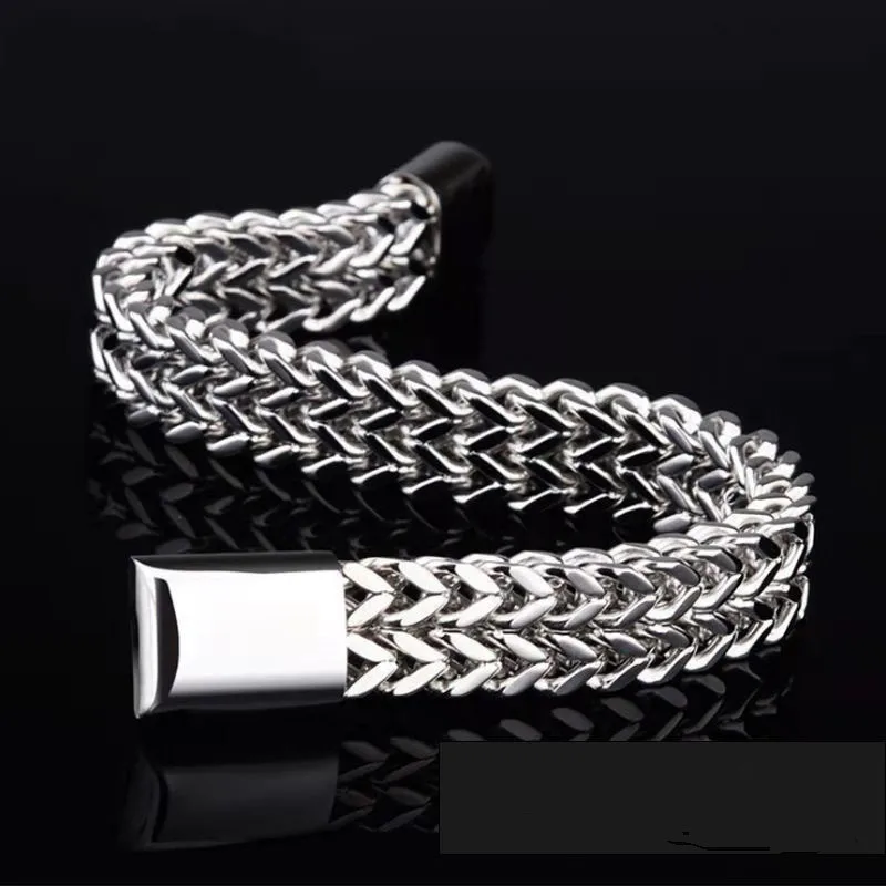 Chic and Masculine Double-layer Titanium Steel Bracelet for Streetwear Fashion Wholesale