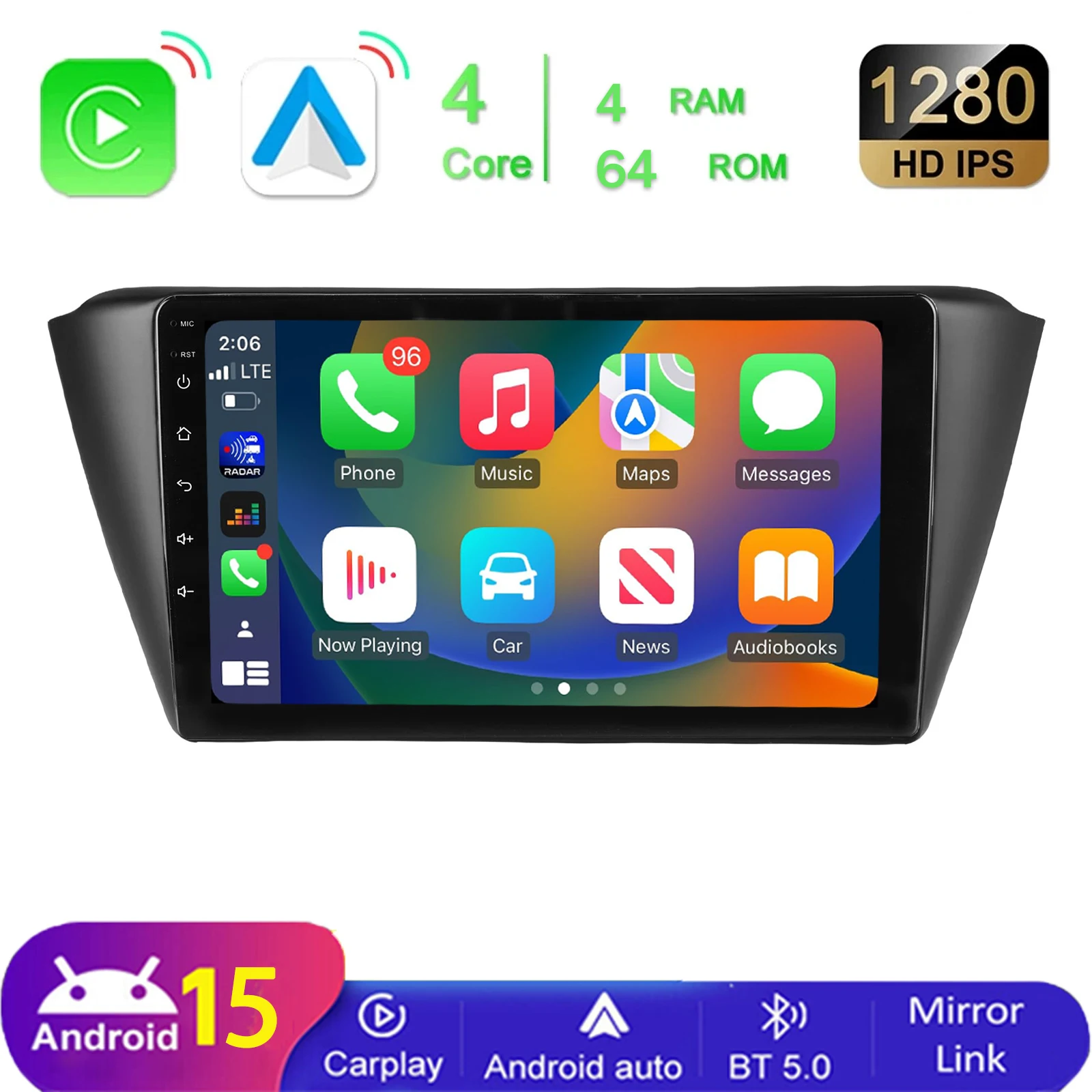 MOPECT Voor Skoda Fabia 3 III 2014-2020 Android 15 draadloze Carplay autoradio navigatie GPS multimediaspeler stereo WIFI