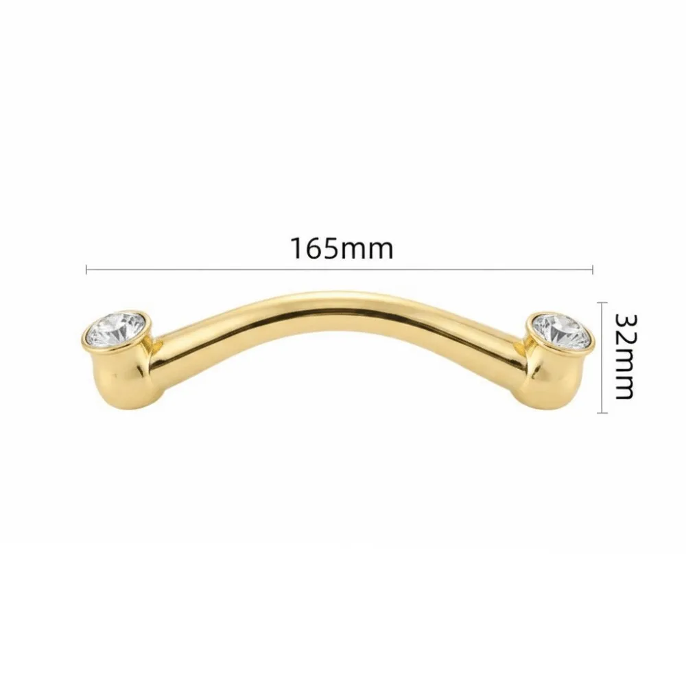 Zinc Alloy Cabinet Handles Crystal Accent Screws Included Wardrobe Handles Gold Finish Light Luxury Style Drawer Pulls