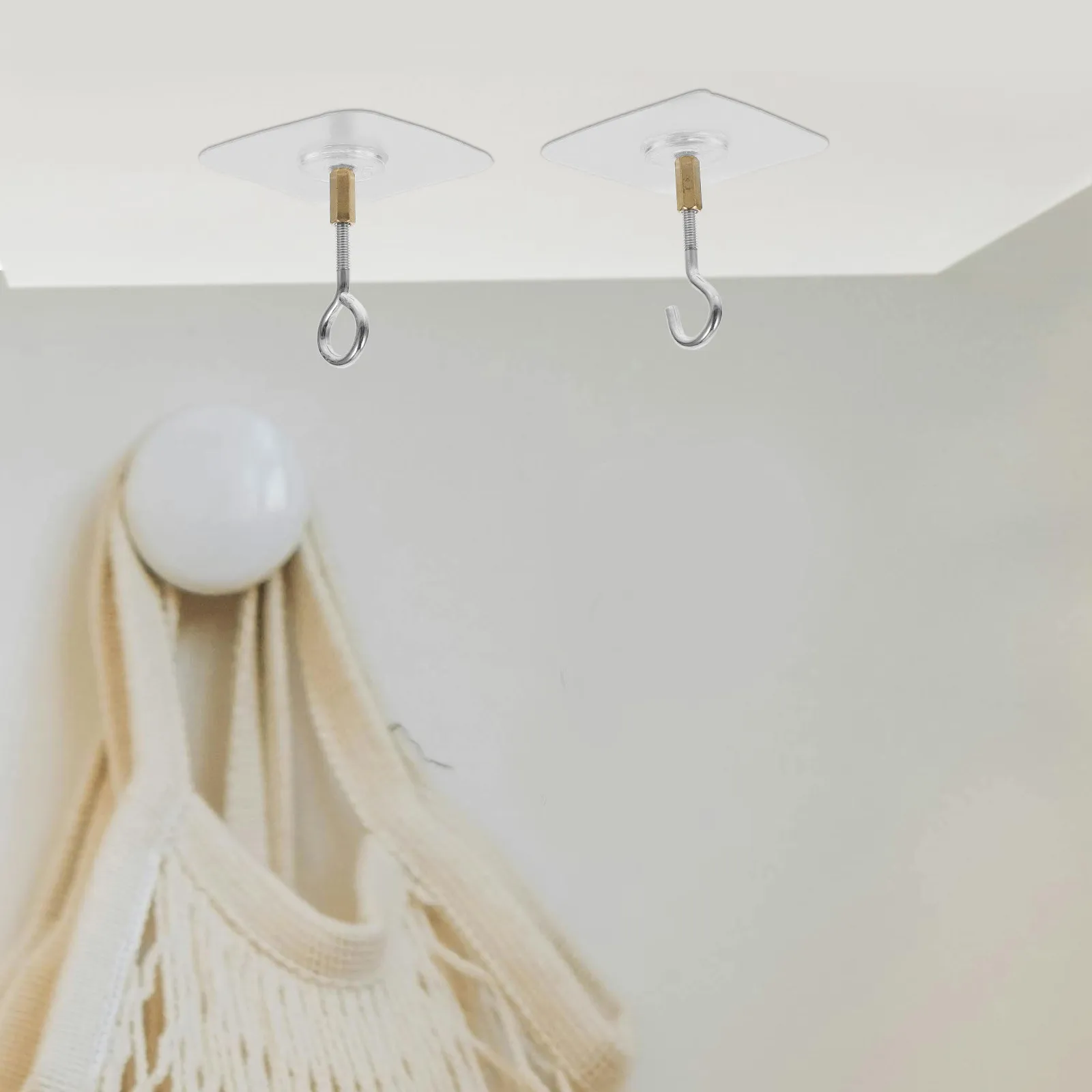 4Pcs No Mark Adhesive Ceiling Hooks Heavy Duty Sticky Ceiling Hangers for Plants Lights Wind Chimes Lanterns Removable Wall