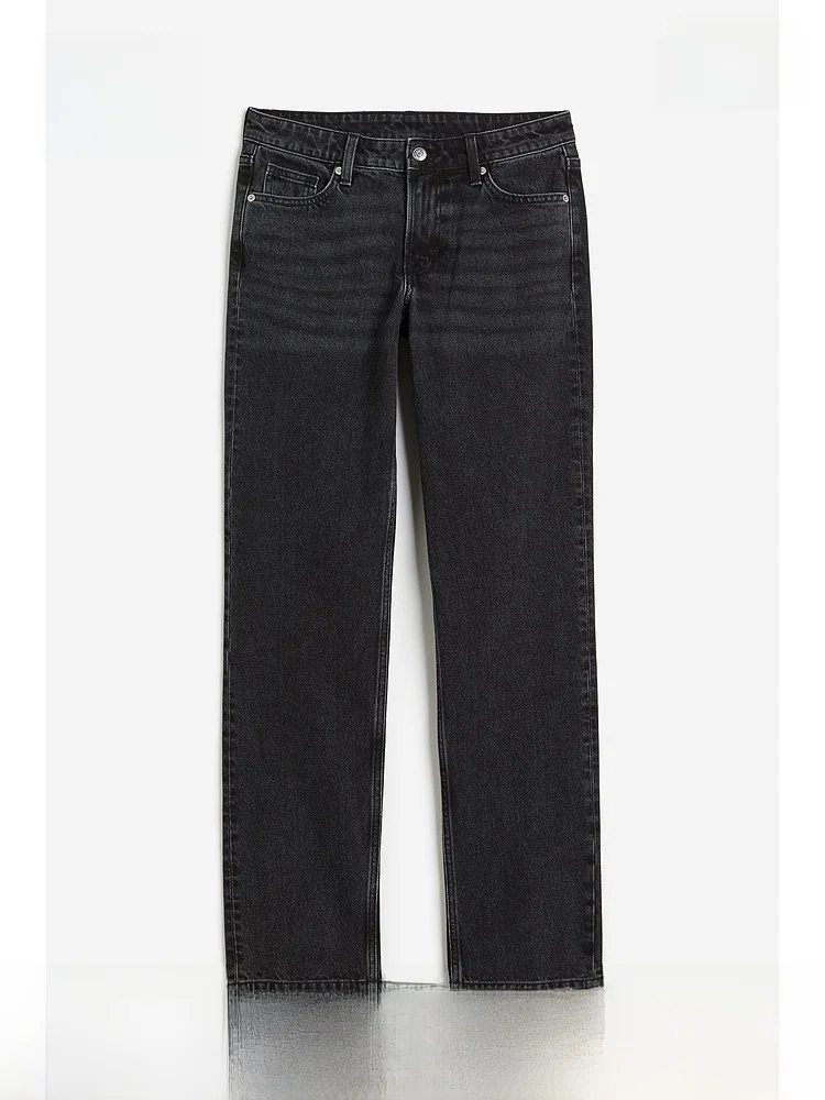 

Джинсы прямого кроя для женщин H&M, повседневные, удобные, простой дизайн, зимние длинные брюки, длинные брюки с высокой талией