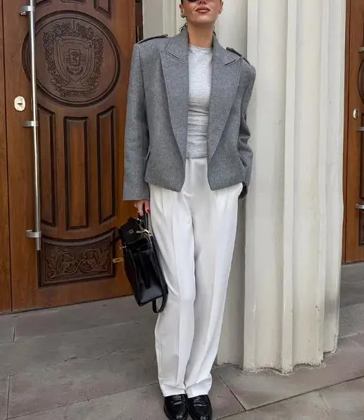 Women's Autumn And Winter High-end Temperament Style Woolen Suit with Fashionable Big Collar Casual Chic Short Jacket for Ladies