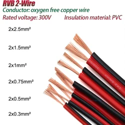 1-100 Meter RVB 2-Wire Electric Cable Strand 0.3/0.5/0.75/1/1.5/2.5mm² Electric Cable Vehicle Line Car Cable Flat Twin Red/Black