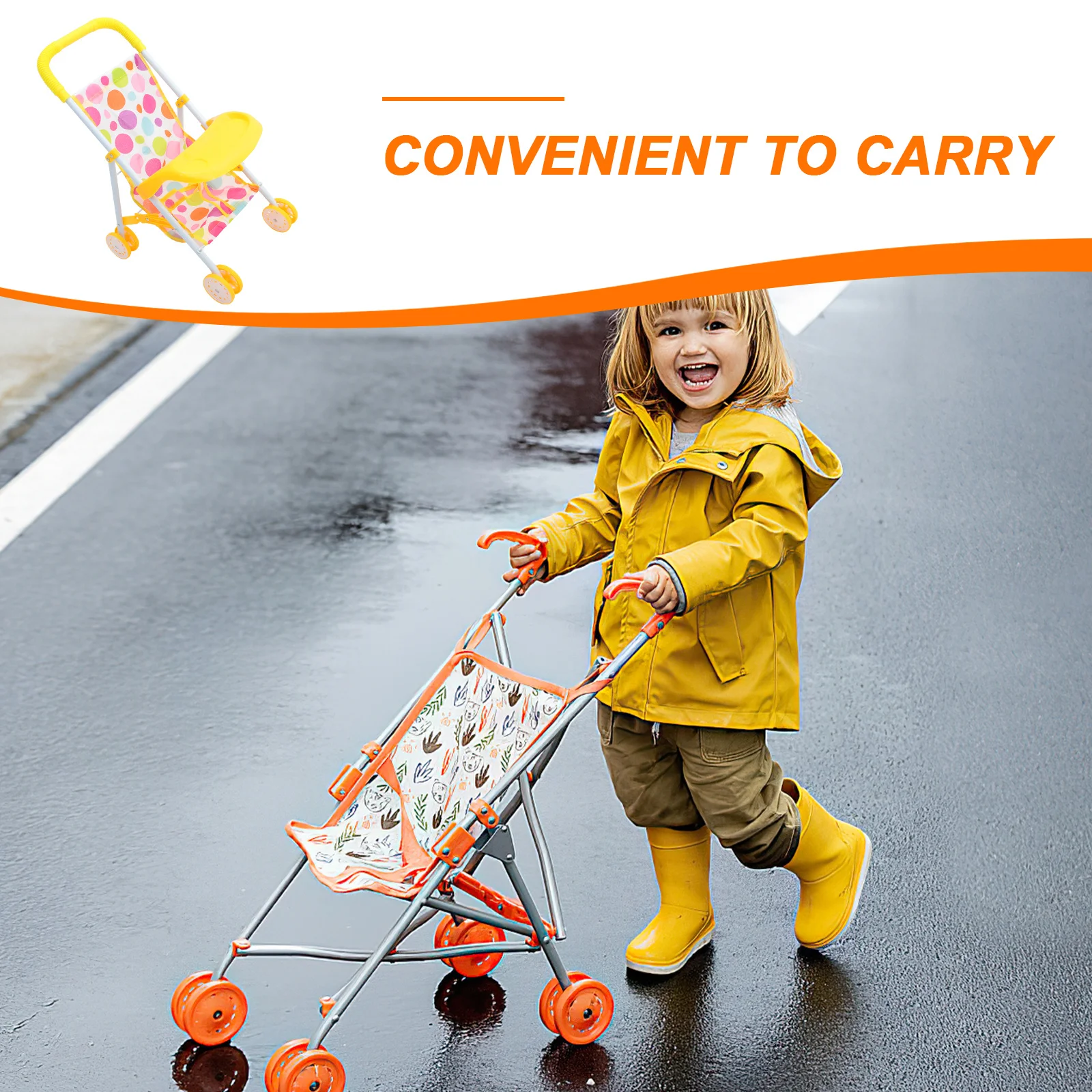 รถเข็นเด็กน้ำหนักเบา ขนาดกะทัดรัด แบบจำลองรถเข็นเคลื่อนที่ได้ สำหรับเล่นสมมติการเดินทาง อุปกรณ์เสริมรถเข็นเด็กขนาดเล็ก