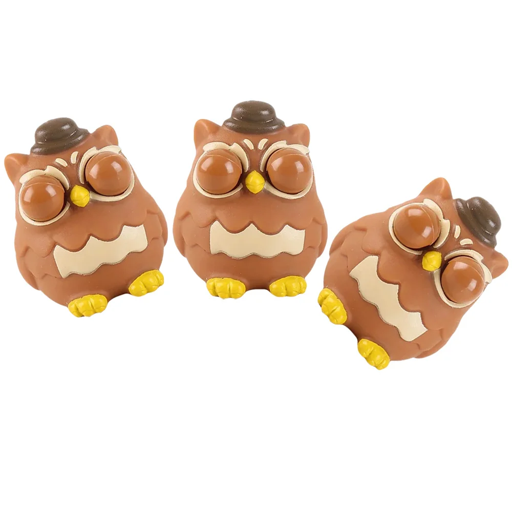 3Pcs Owl Squeeze Cartoon Popping Eyes Cute Stretchy Anxiety Relief Perfect Gift for Friends Fans Squeeze Toys Owl Stretchy Toys