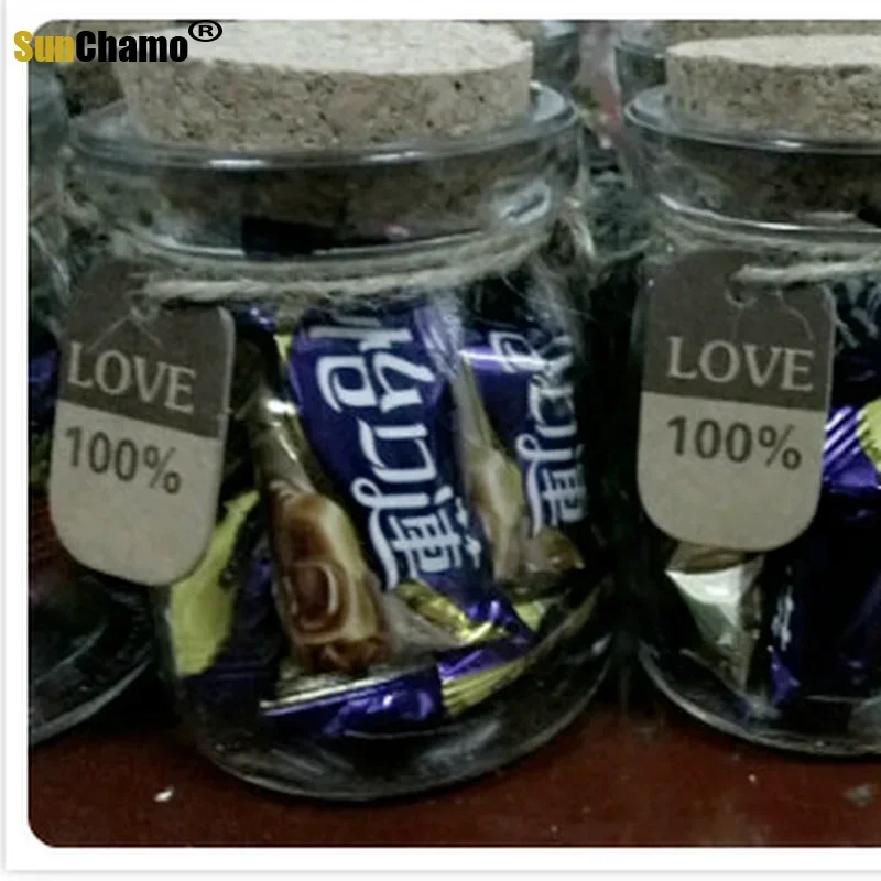 Lead-Free Small Lucky Star Glass Bottle Cork Pudding Gift Wish Yogurt Milk Party Supplies Bottles Candle Jar 7.5*5.5 cm