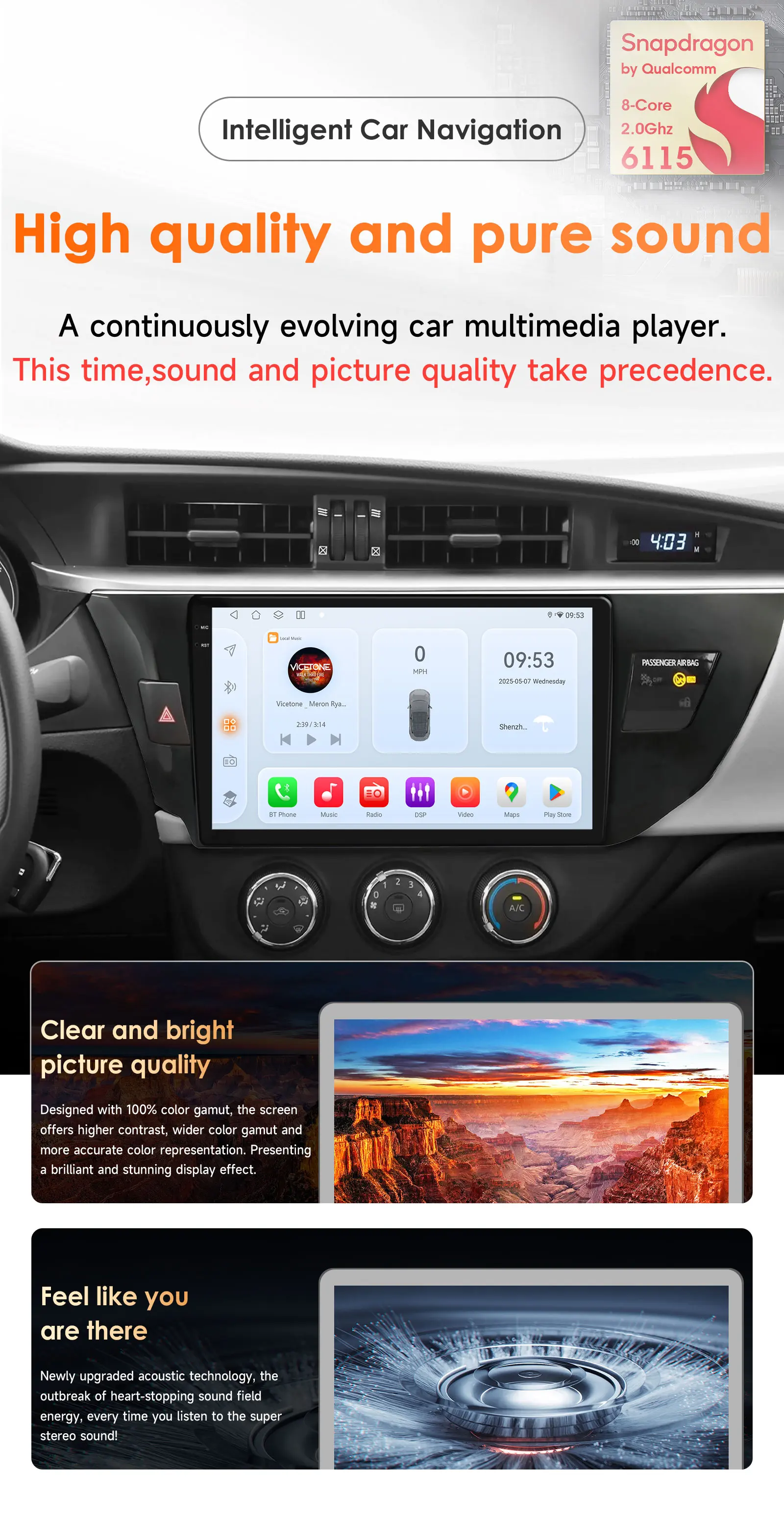 Hizpo 10,1 "Android Auto Auto Elektronische Geräte Für Toyota Corolla Ralink 2014-2016 RadioGPS Navigation Drahtlose Carplay DSP BT – Detail 3