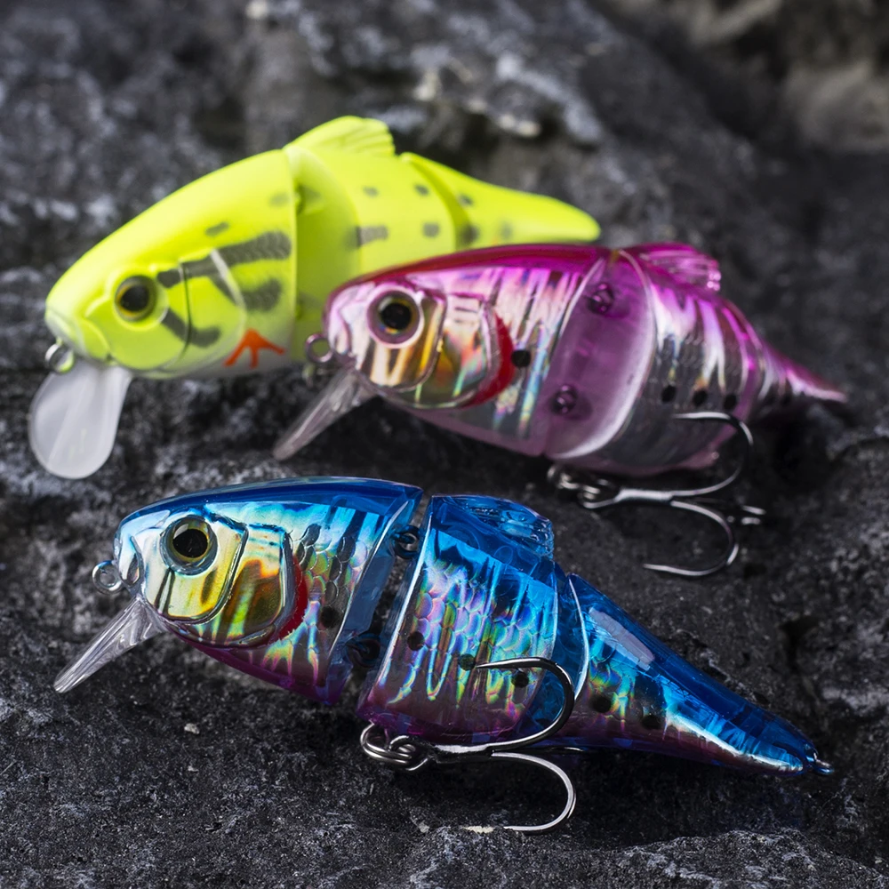 Chans Huang 7,5 cm 10,2g/2,95 Zoll 0,36 Unzen schwimmender Vib Swimbait 2 Gelenke Bass Barsch Forelle Angeln lockt künstlichen Segment Köder – Detail 13