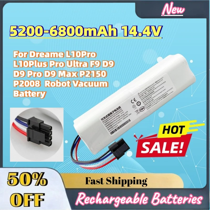 

In Stock 5200-6800mAh 14.4V Battery For Dreame L10Pro L10Plus Pro Ultra F9 D9 D9 Pro D9 Max P2150 P2008 Robot Vacuum Battery