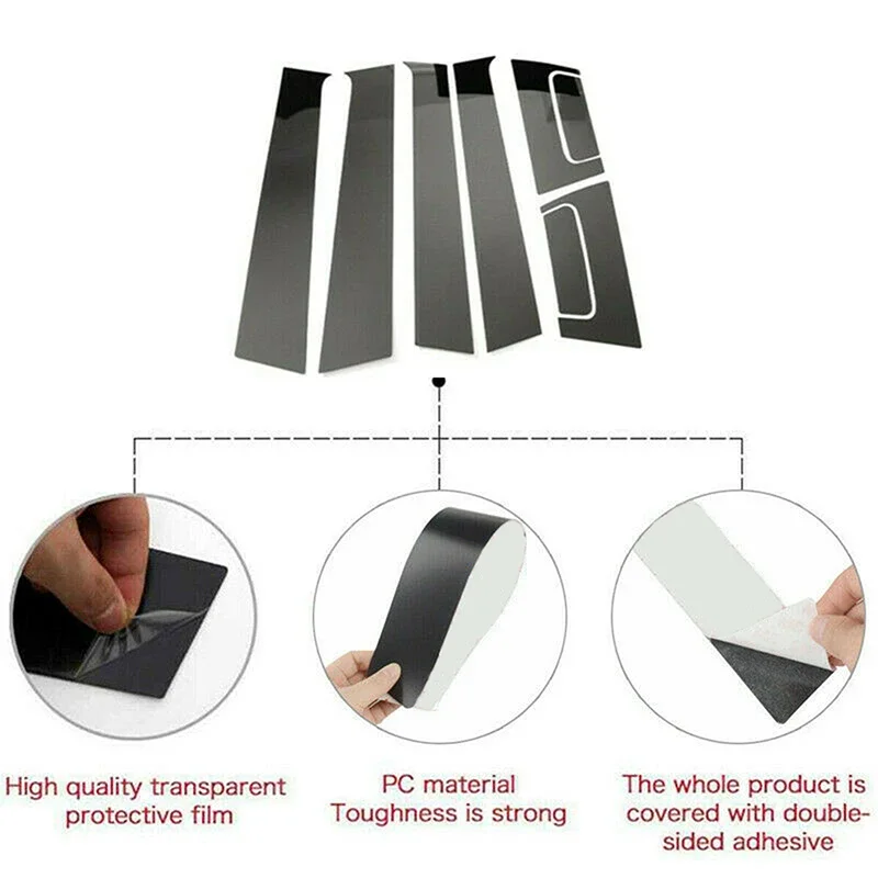 Glossy Black Car Door Window Pillar Posts Trim Cover Kits Decoration for Honda HR-V (North America / Europe) 2016-2022