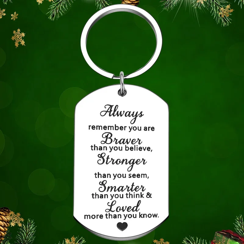 Always Remember You Are Braver Keychain Pendant Daughter Son Best Friend Graduation Key Chains Inspirational Gift