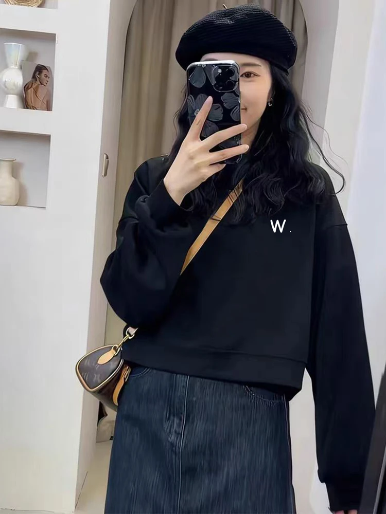 

Женская теплая толстовка Bla Fce с начесом, осенне-зимняя, свободного кроя, приталенная, утолщенная, с буквенным принтом, круглый вырез горловины