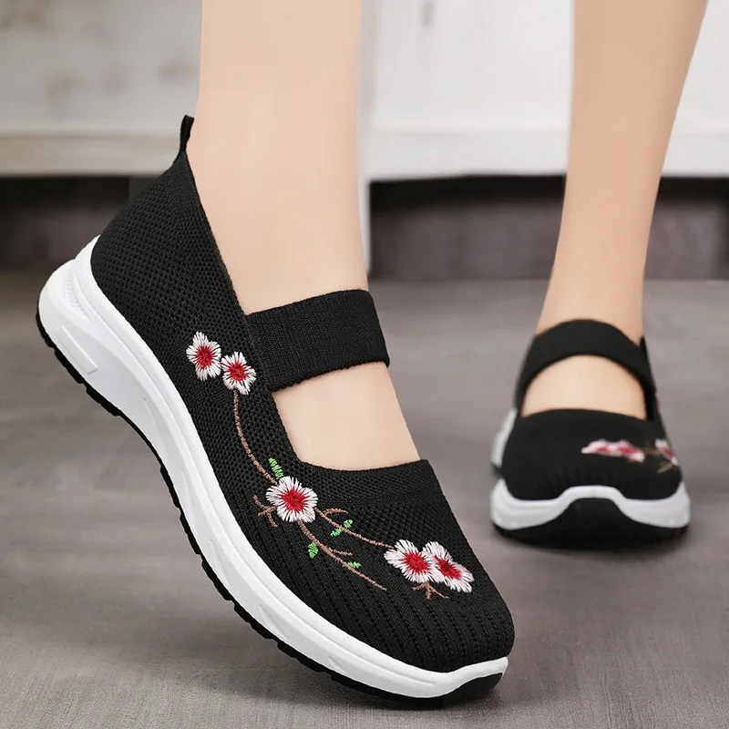 Casual Women'S Soft Orthopedic Shoes Breathable Woven Go Walking Slip on Foam Shoes Women Wedge Comfort Shoes