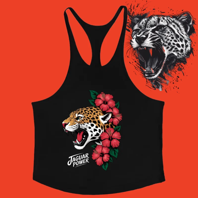Leopard Graphic Stringer Vest - Men's Fitness Running Vest, Breathable and Skin-friendly, Sleeveless Fitness Top, Loose Training