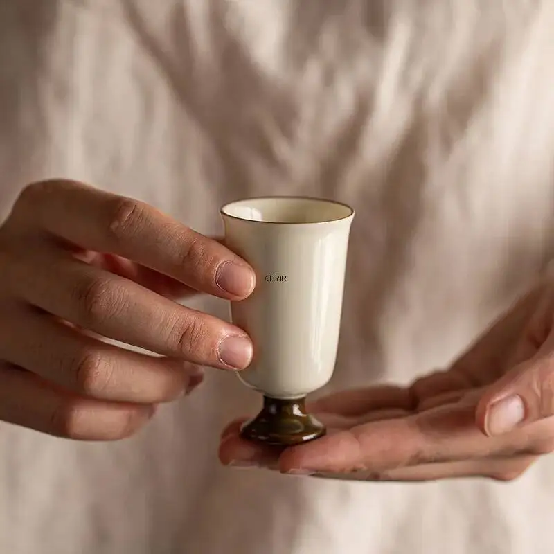

Керамическая чашка для благовоний, дегустационная чашка с высокой ручкой, ароматическая чашка, женский чайный сервиз, чайный сервиз династии Сун, кунг-фу, чайный сервиз с одной ручкой