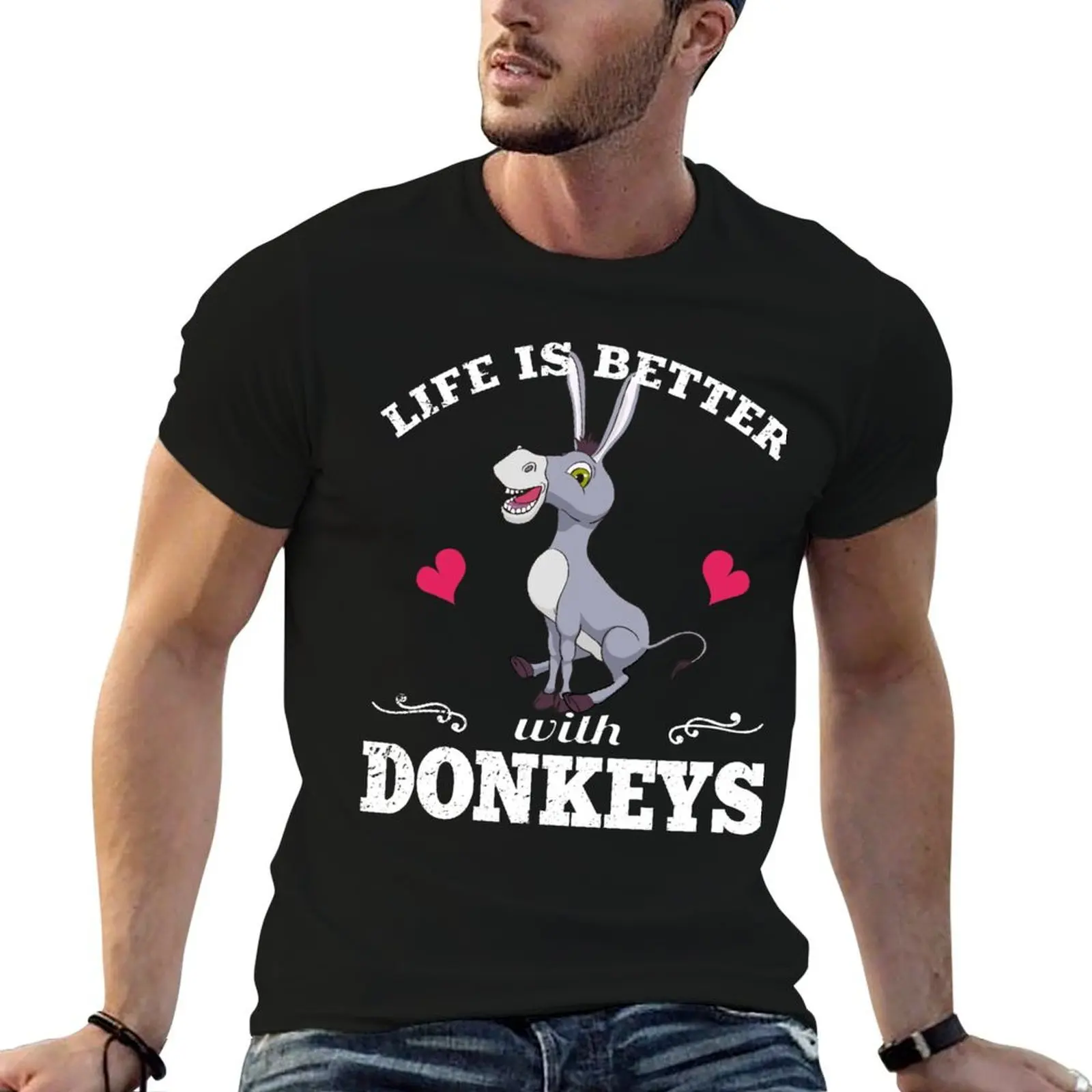 

Life Is Better With Donkeys T-Shirt t shirts cotton 100% t shirt man luxury T-Shirt