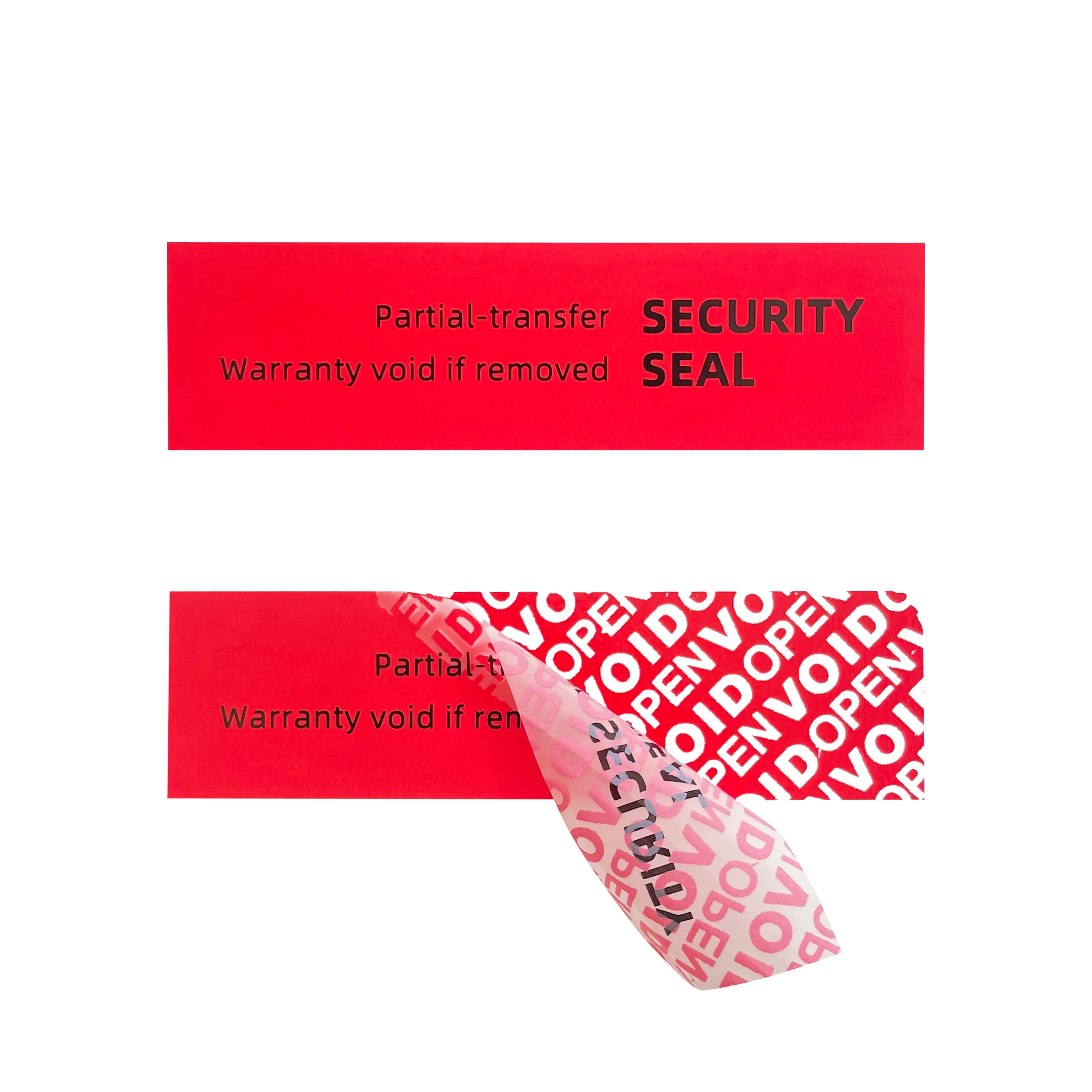 

100pcs red tamper-proof sticker one-time transfer "VOID OPEN" safety warranty invalid label Product packaging high safety sticke