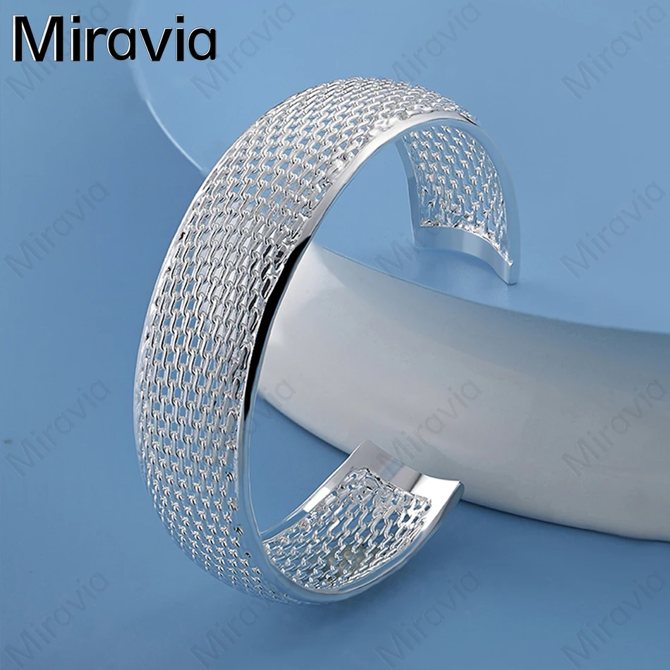 

Miravia 925 Sterling Silver Mesh Open Bracelet Women Cute Noble Anniversary Gift Jewelry