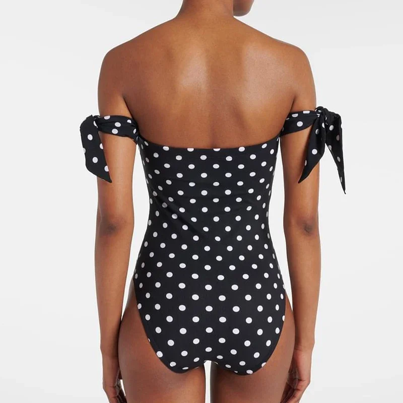 Flaxmaker 2025 ชุดว่ายน้ําสตรีใหม่ Polka-Dot One Piece ชุดว่ายน้ําและกระโปรงชุดว่ายน้ําเซ็กซี่ Monkini Summer Beach ชุดว่ายน้ํา ﻿