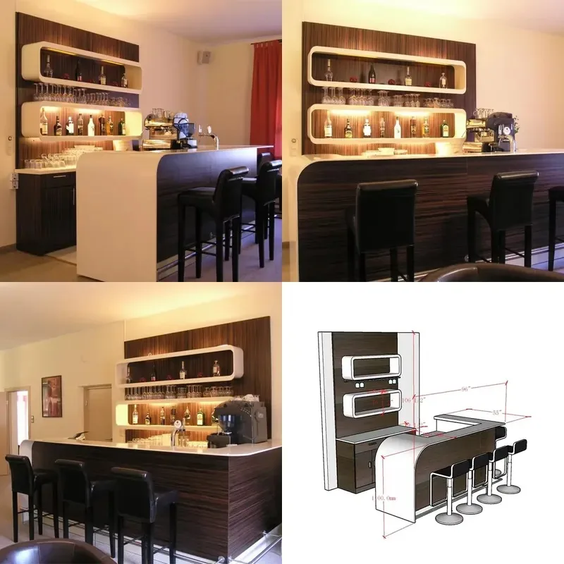 Custom Home Mini Bar Counter Solid Countertop Wine Cabinet Commercial Hotel Club Furniture