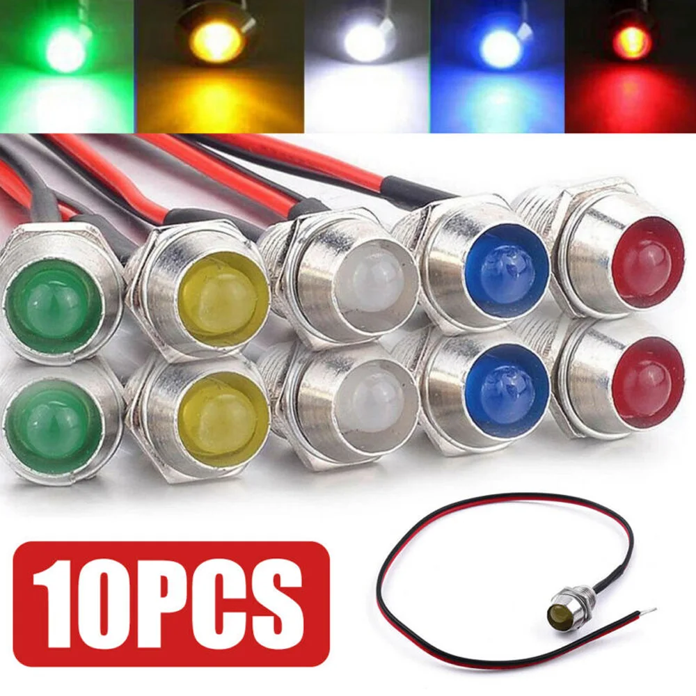 Car LED Indicator Light Pilot Dash Lamp Super Bright Bulb Truck Boat Driving Beam DC 12V Replacement Parts Bar