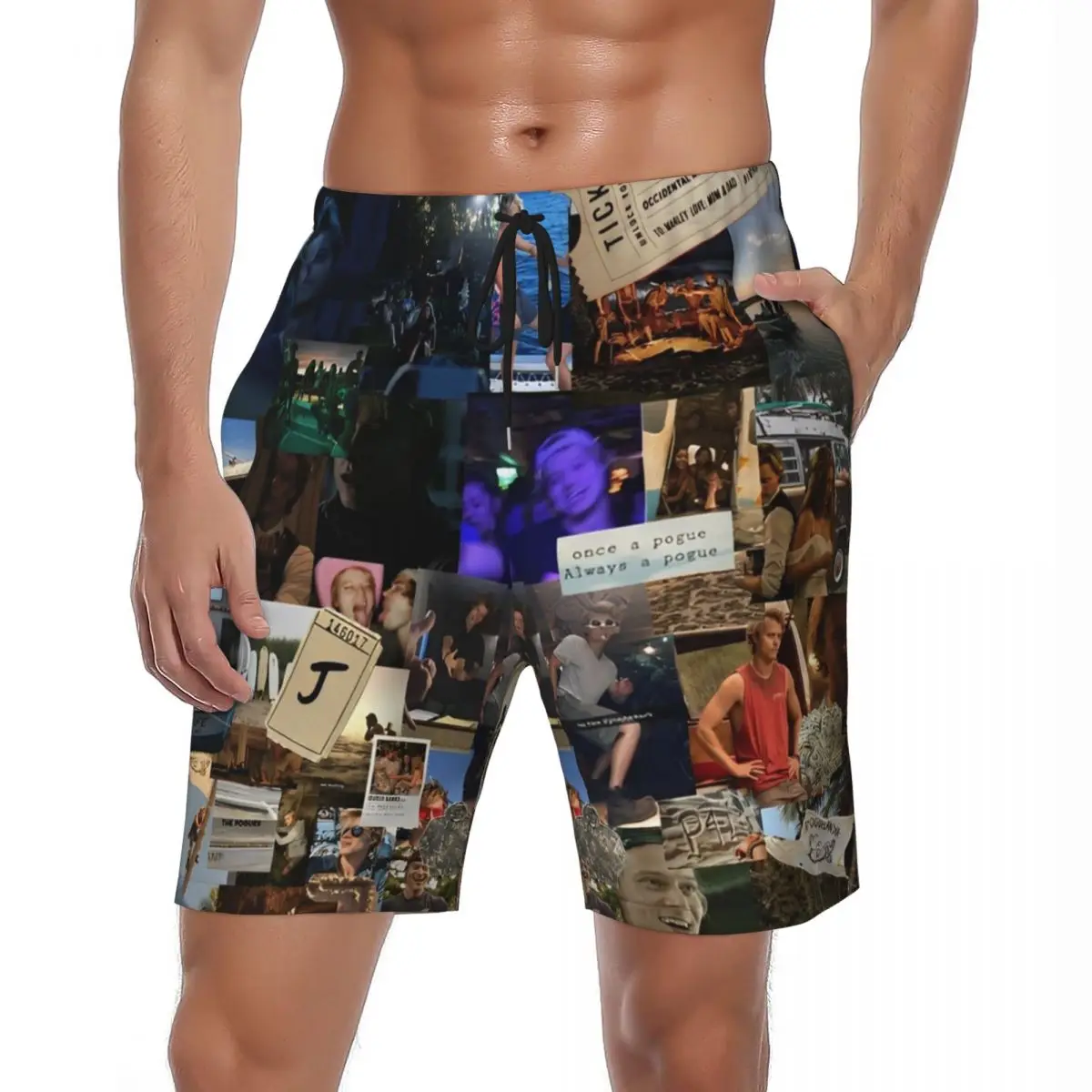 

Men Board Shorts Jj Maybank Fashion Swimming Trunks Rudy Pankow Photo Collage Fast Dry Running Surf Large Size Beach Shorts
