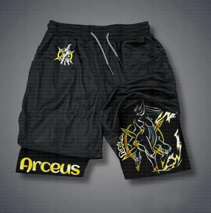 

Быстросохнущие и модные шорты для тренировок, двухслойные шорты для бега, спортивные шорты с аниме-принтом для активного воздействия.