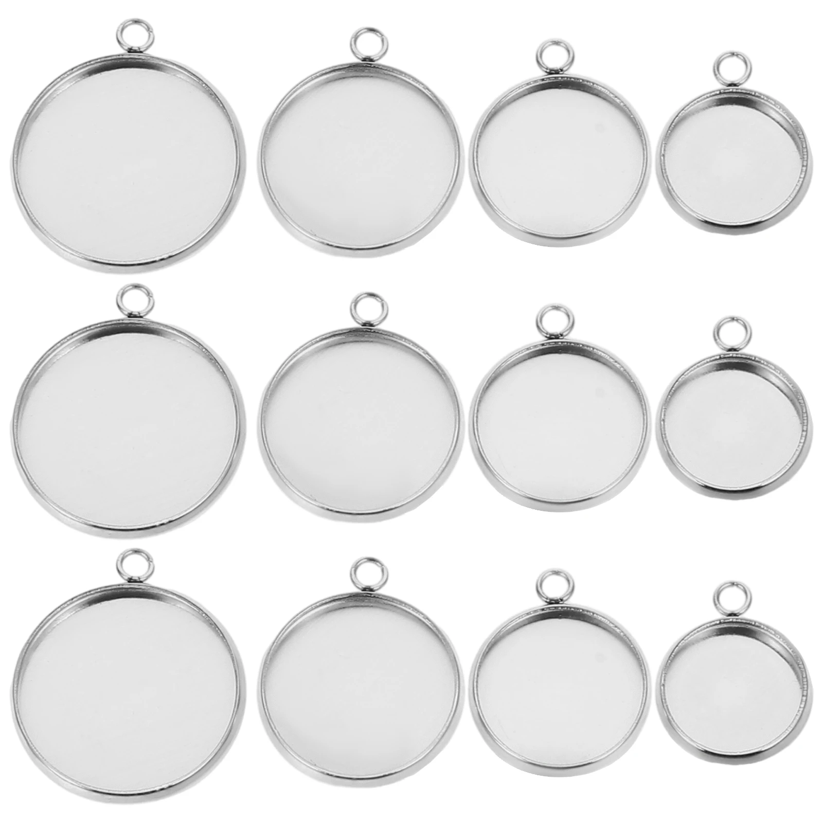 

80Pcs Stainless Pendant Accessories 10mm 12mm 14mm 16mm DIY Jewelry Bezel Stainless Steel Trays Supplies Bezel Trays Settings