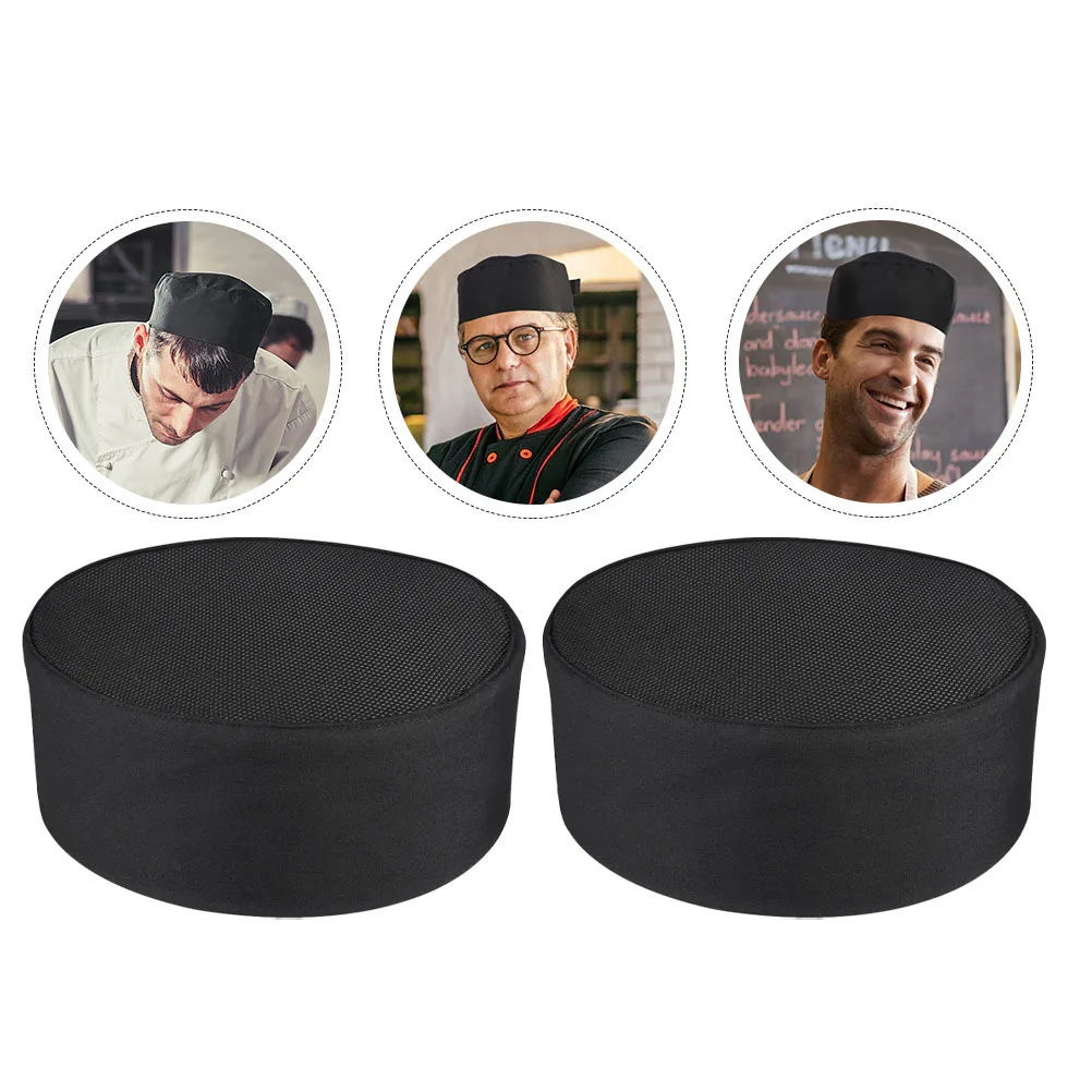 

3Pcs Black Cooking Hat Breathable Mesh Chef Cap for Kitchen Use Adjustable Size Unisex Professional Workwear Accessory