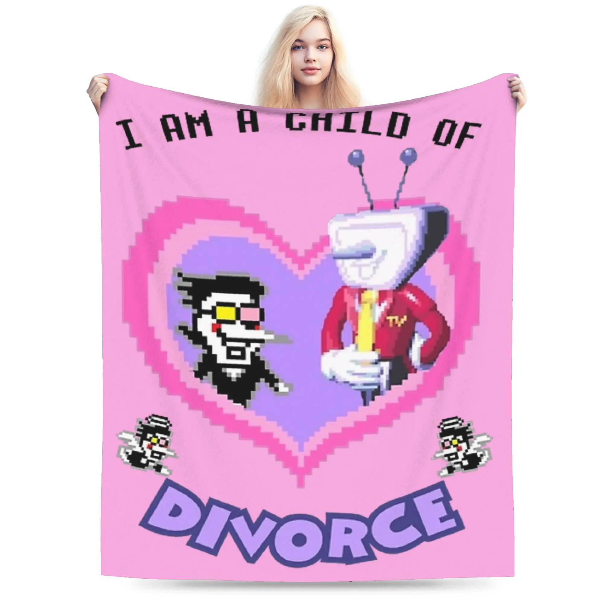 Spamton And Tenna Child Of Divorce Deltarune Blankets Flannel Autumn/Winter Soft Throw Blankets for Home Bedroom Bedspreads